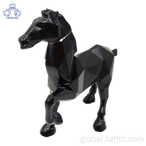 Creative Resin Horse Decoration Modern Geometric Black Resin Horse Statue Supplier